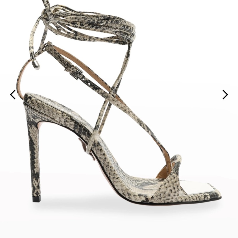 Schutz Snakeskin wrap heels